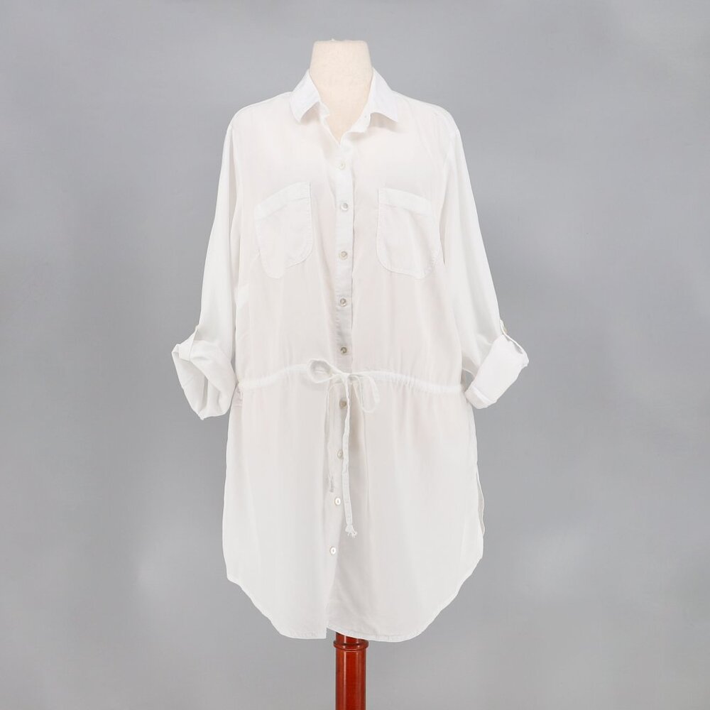 NWT J.JILL White Tie Waist Roll Tab Sleeve Lyocell Shirt Dress Size 2X